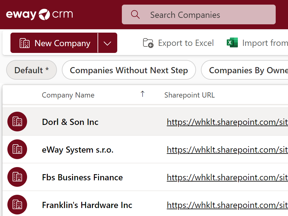 Companies in eWay-CRM