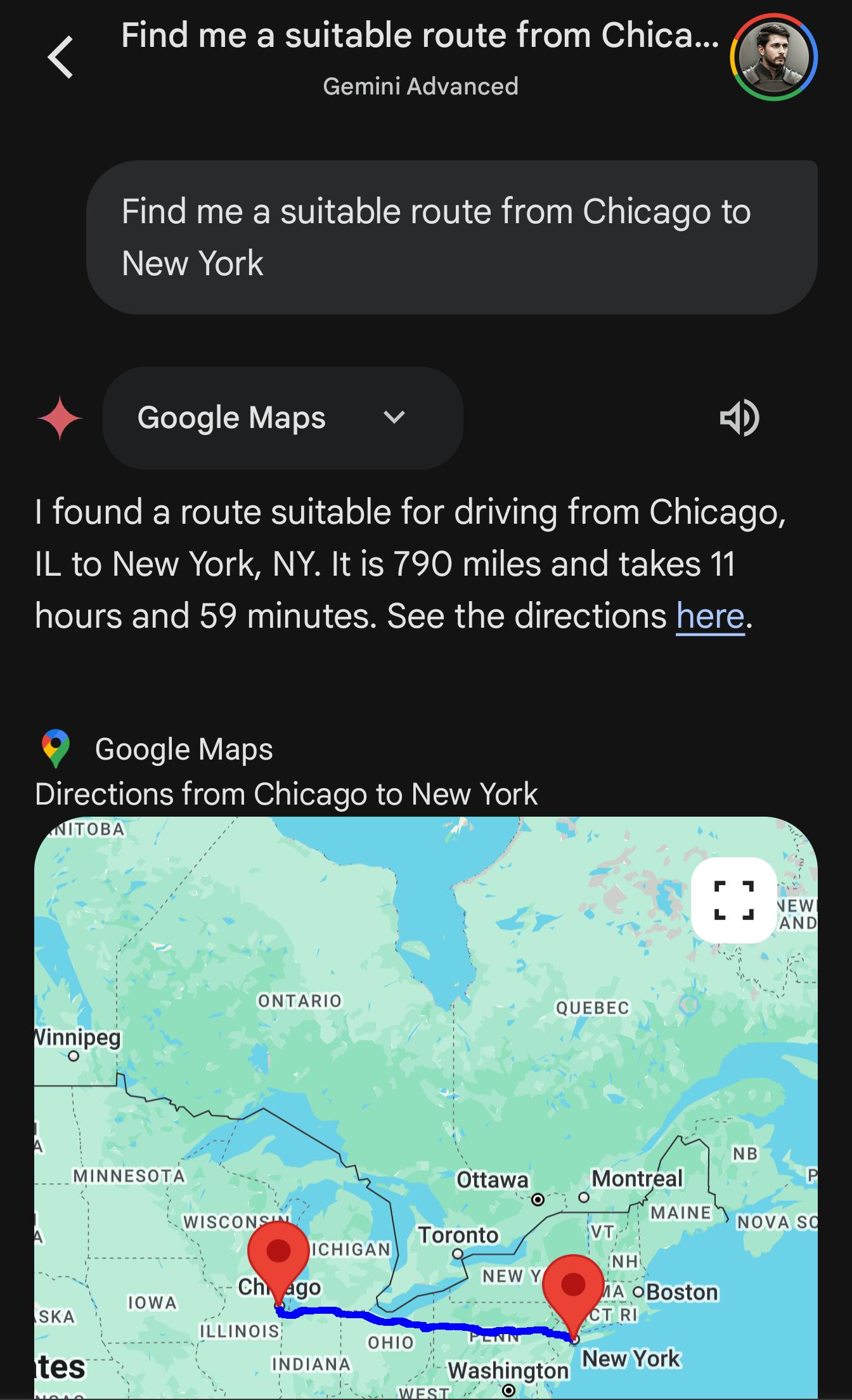 Gemini Advanced Google Map