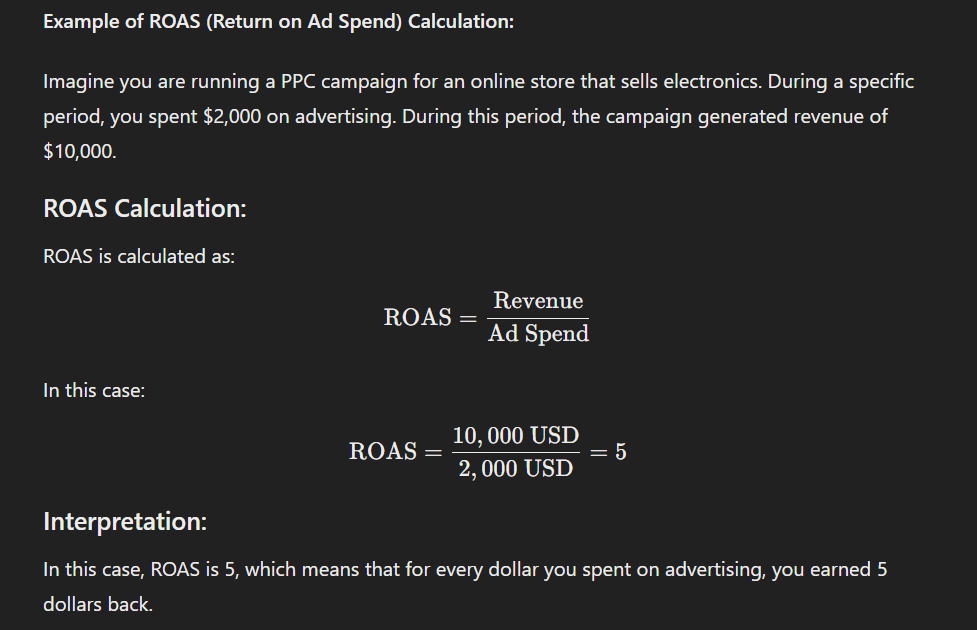 roas calculation example