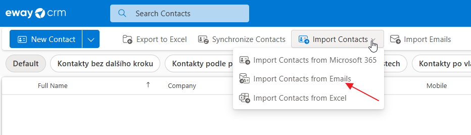 Import contacts from emails