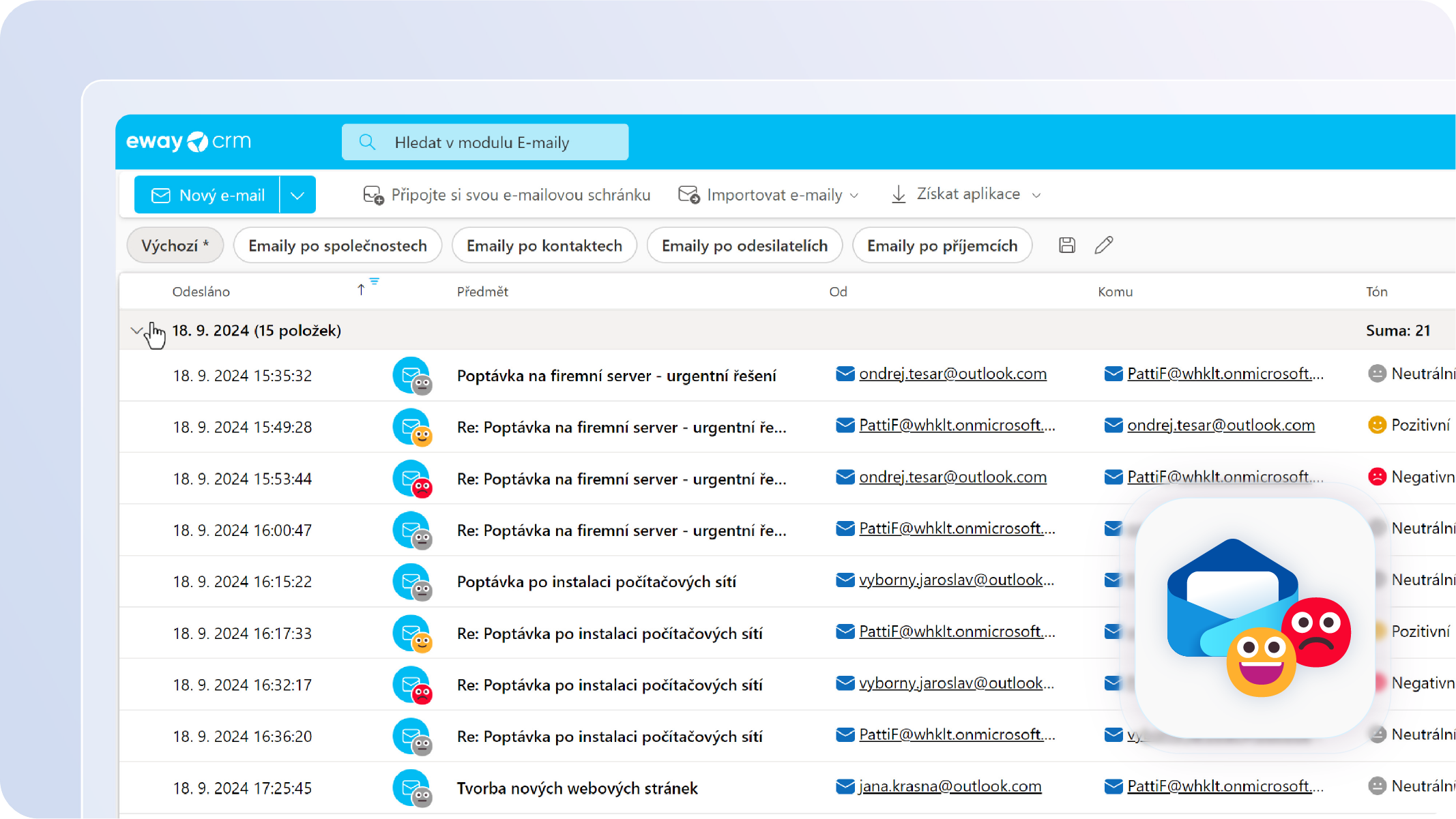 eWay-CRM 9 - rozpoznávání tonality emailů