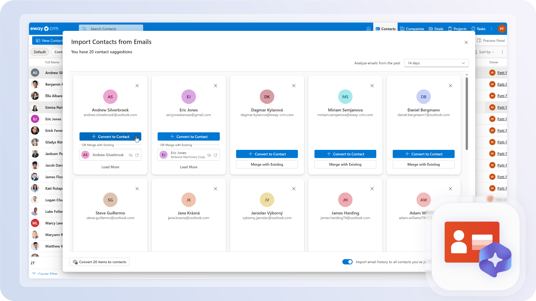 eWay-CRM 9 - contacts suggestion feature