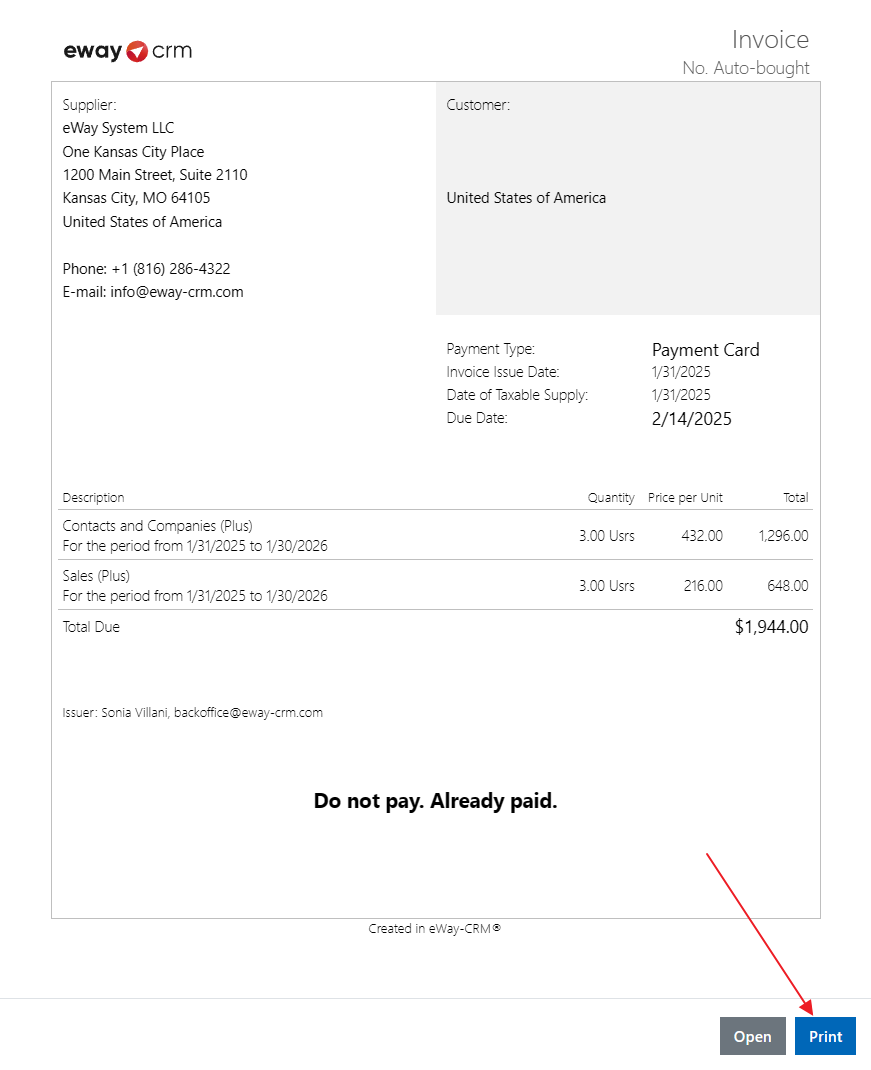 Print Invoice