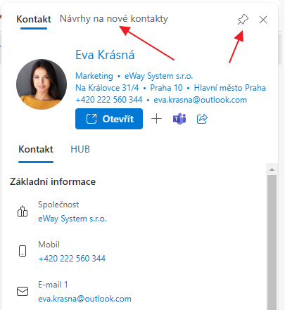 návrhy na kontakty