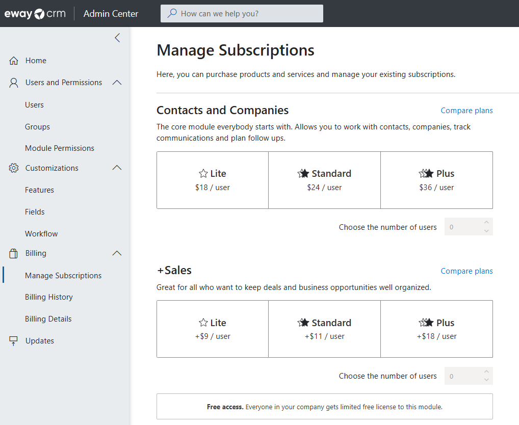 Manage Subscriptions