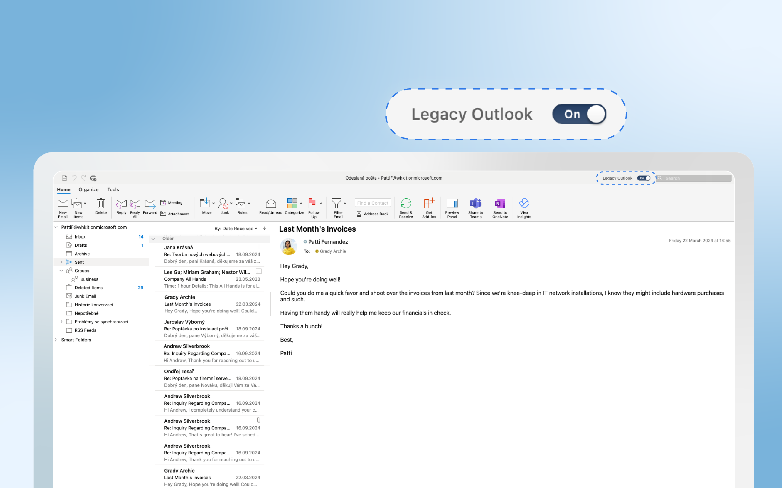 Outlook toggle